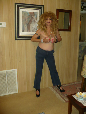 Jeans,Wig,Topless,Heels